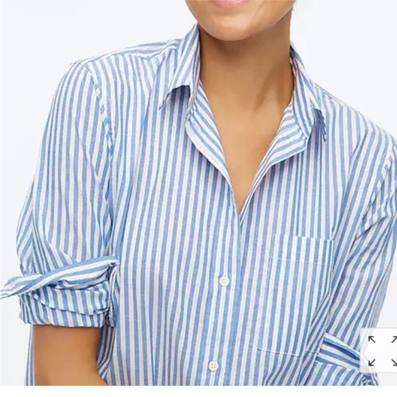 J. Crew XS Blue and White Long Sleeve Relaxed Button Down Shirt Style AY488 - Picture 7 of 11